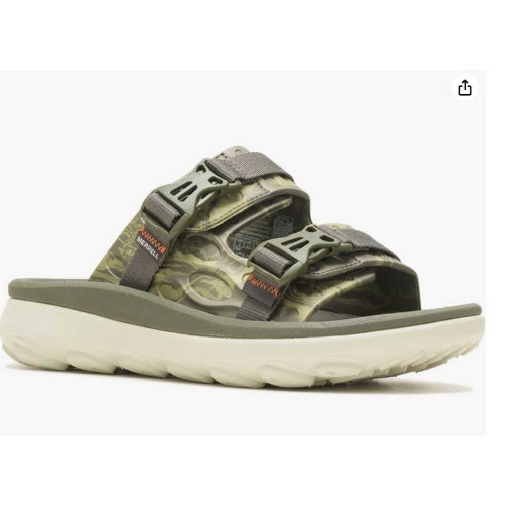 Merrell Hut Ultra Wrap‎ Camo Green Slide Recovery Sandals Mens 8 J005227 New